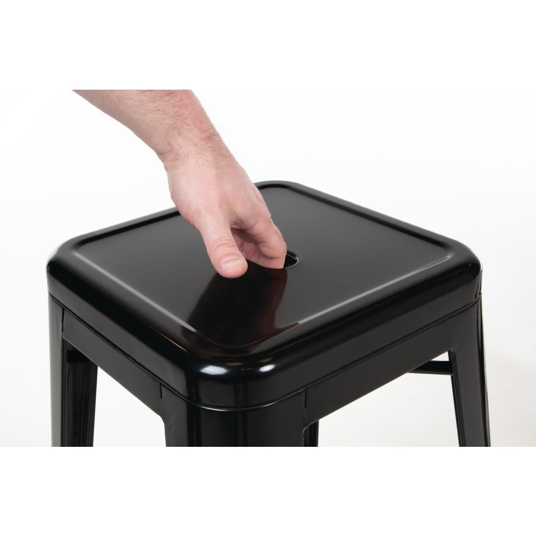 Bolero Black Steel Bistro High Stool (Pack 4)
