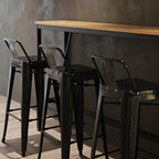 Bolero Black Steel Bistro High Stool with Backrest (Pack 4)