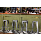 Bolero Gun Metal Grey Steel Bistro High Stool (Pack 4)