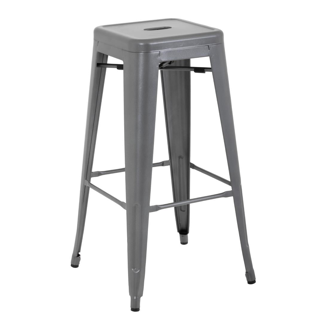 Bolero Gun Metal Grey Steel Bistro High Stool (Pack 4)