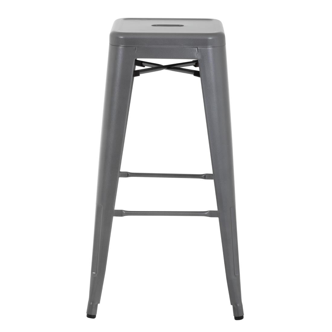 Bolero Gun Metal Grey Steel Bistro High Stool (Pack 4)