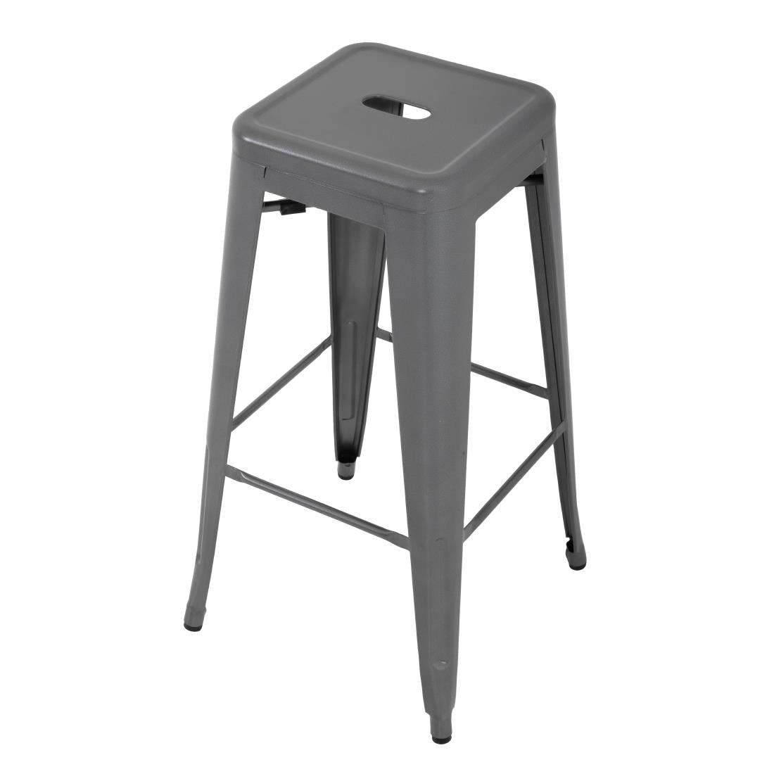 Bolero Gun Metal Grey Steel Bistro High Stool (Pack 4)