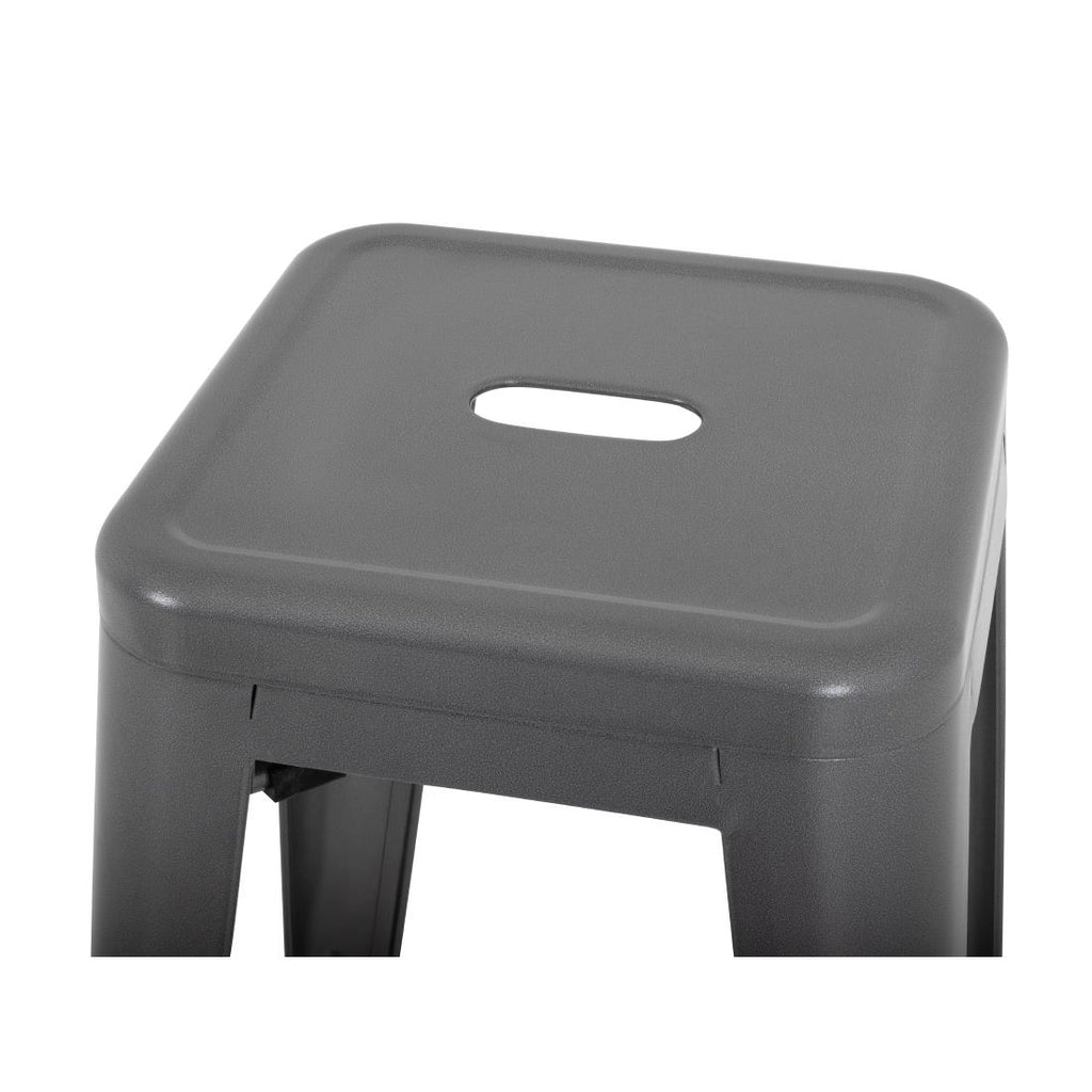 Bolero Gun Metal Grey Steel Bistro High Stool (Pack 4)
