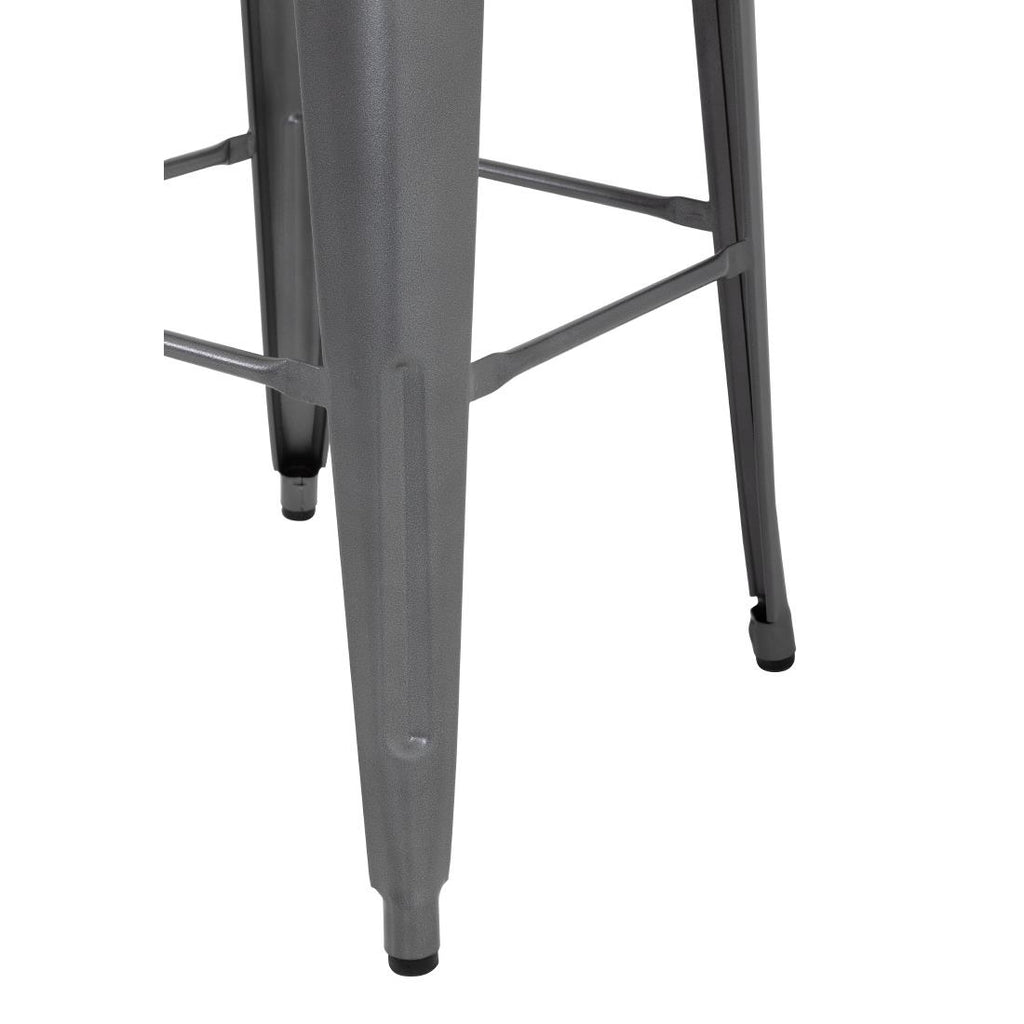 Bolero Gun Metal Grey Steel Bistro High Stool (Pack 4)