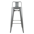 Bolero Gun Metal Grey Steel Bistro High Stool with backrest (Pack 4)