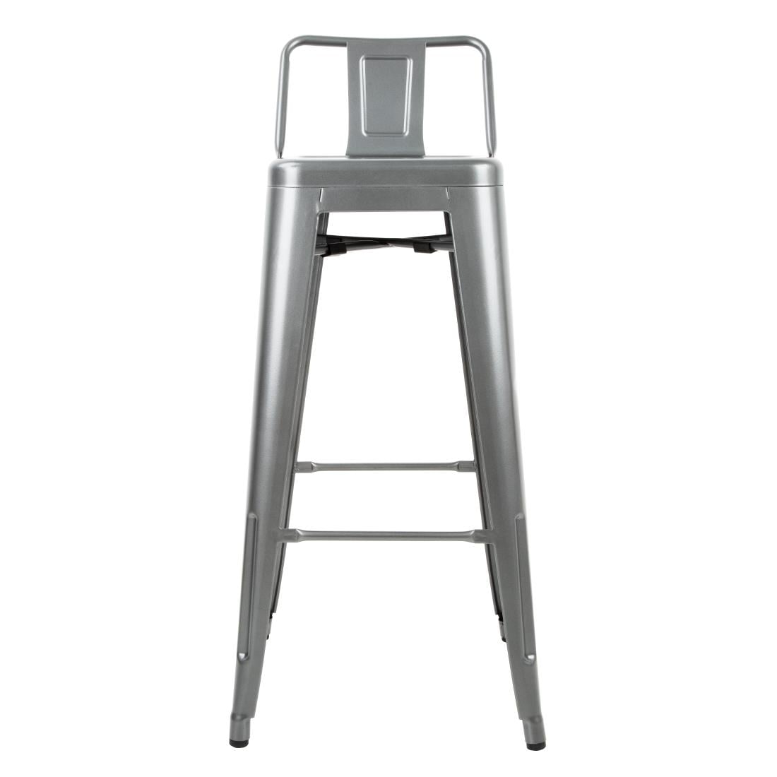 Bolero Gun Metal Grey Steel Bistro High Stool with backrest (Pack 4)