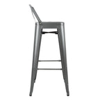 Bolero Gun Metal Grey Steel Bistro High Stool with backrest (Pack 4)