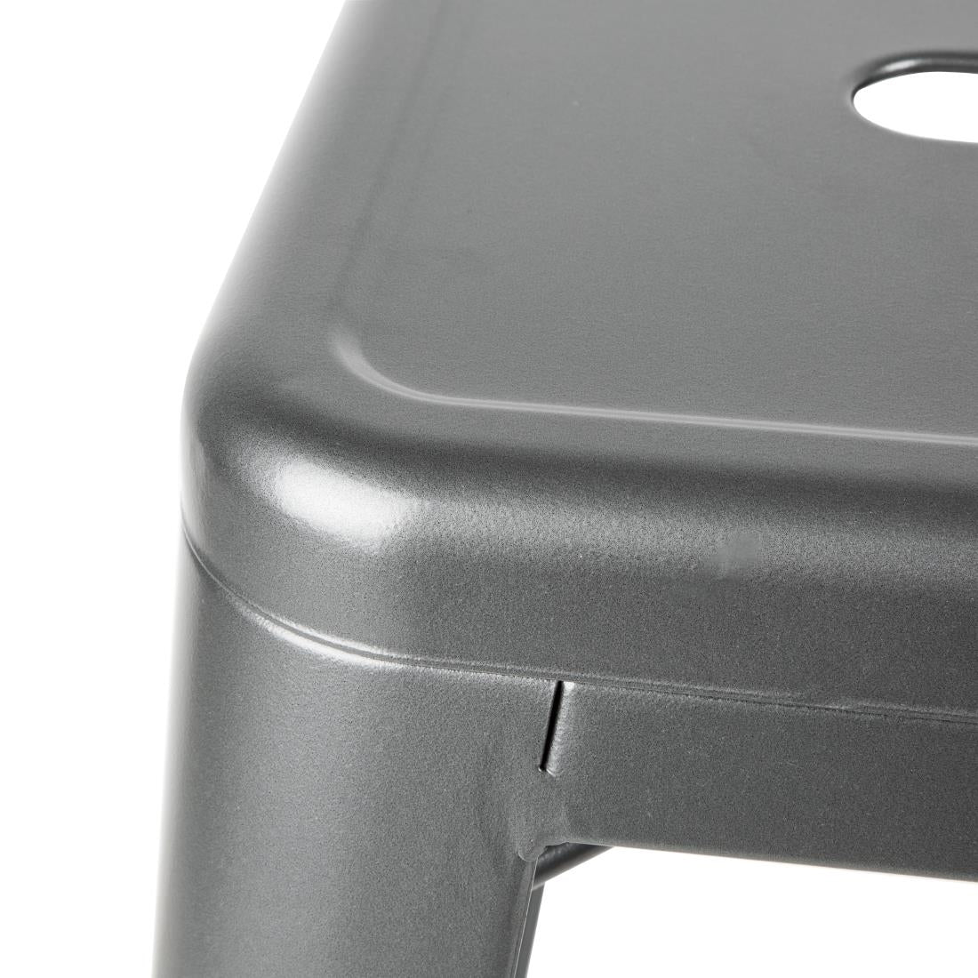 Bolero Gun Metal Grey Steel Bistro High Stool with backrest (Pack 4)