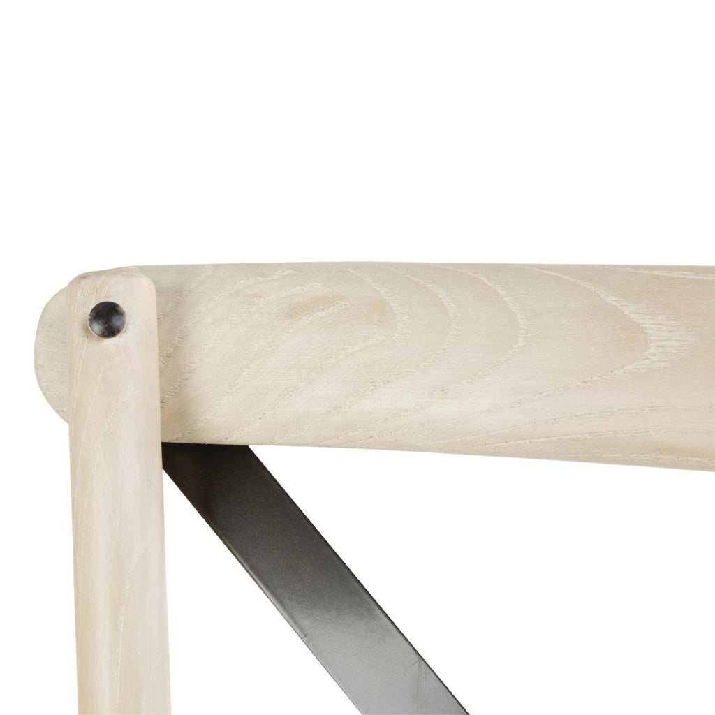 Bolero Wooden Dining Chair with Metal Cross Backrest Earthwash Finish (Box 2)