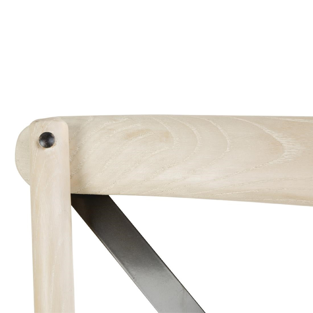 Bolero Wooden Dining Chair with Metal Cross Backrest Earthwash Finish (Box 2)