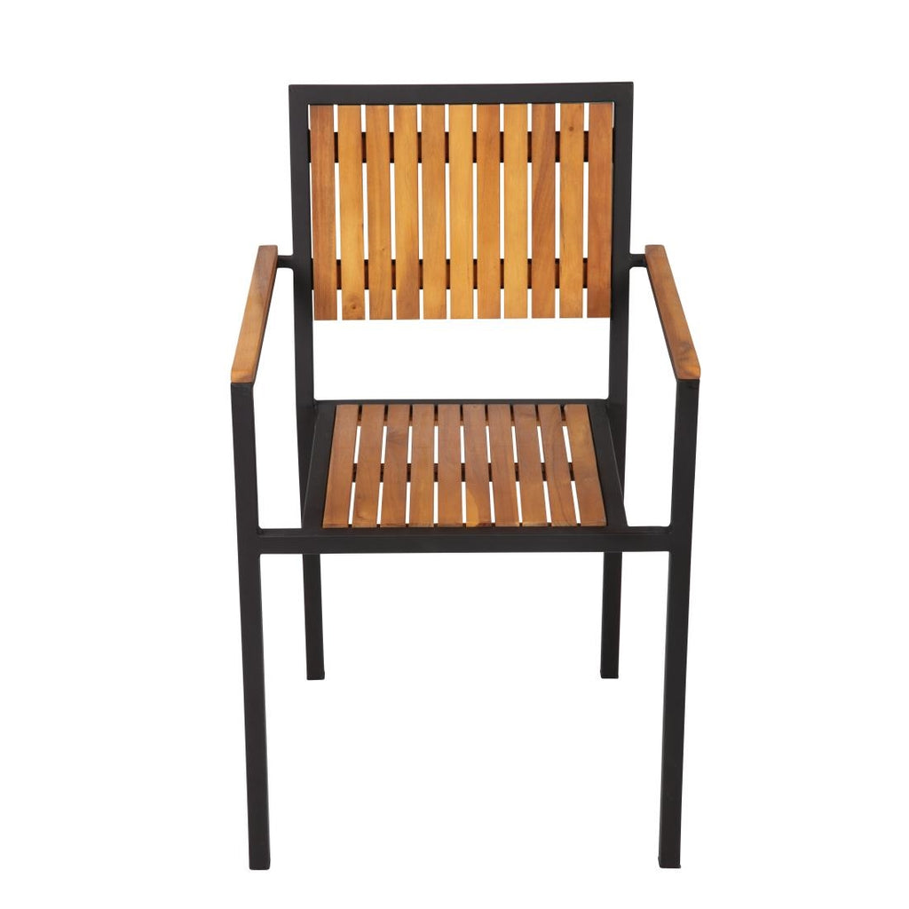 Bolero Steel & Acacia ArmChair (Pack 4)