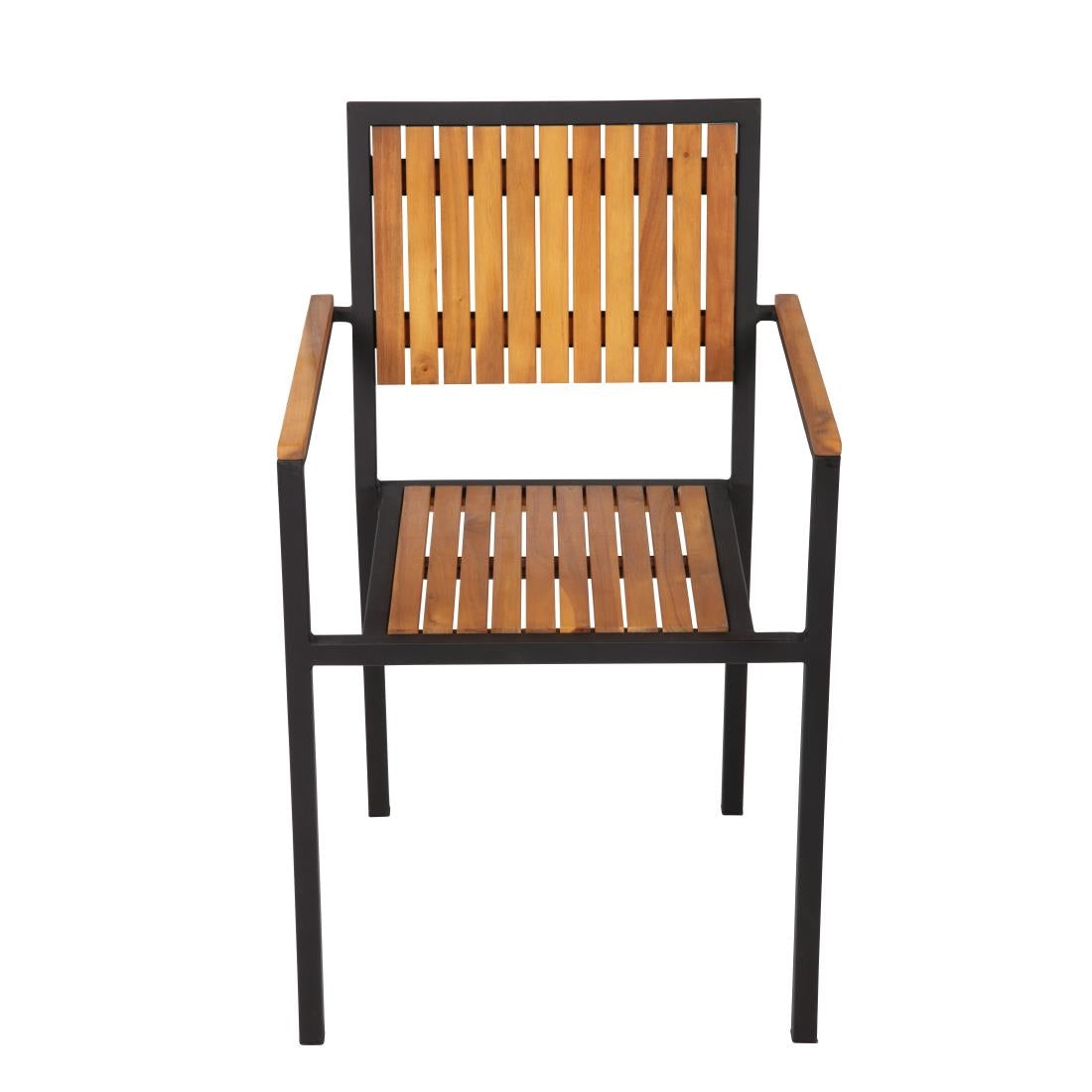 Bolero Steel & Acacia ArmChair (Pack 4)