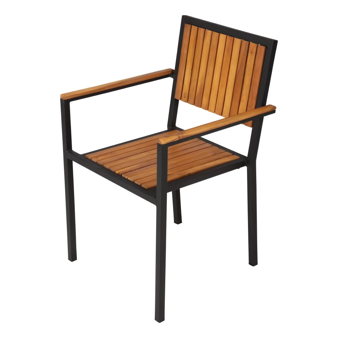 Bolero Steel & Acacia ArmChair (Pack 4)