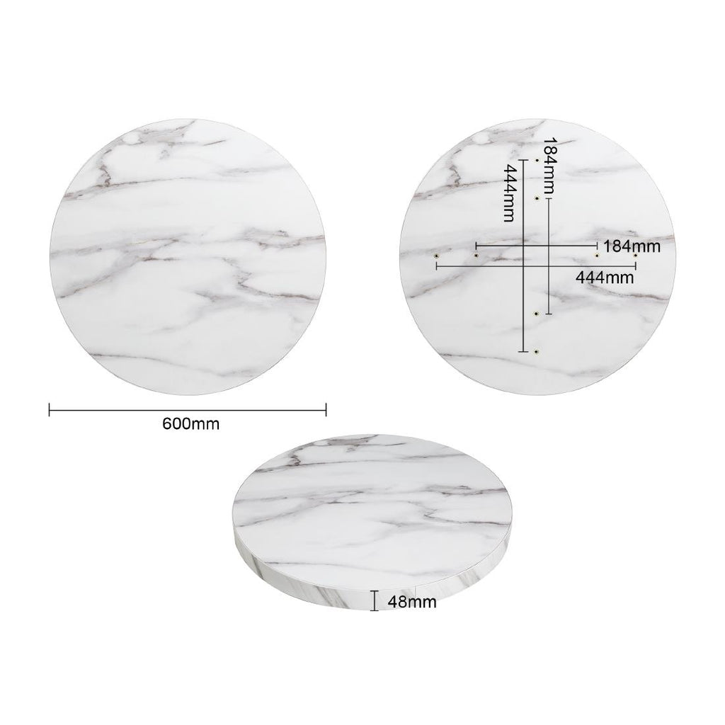 Bolero Table Top Round Marble Effect -  48x600mm