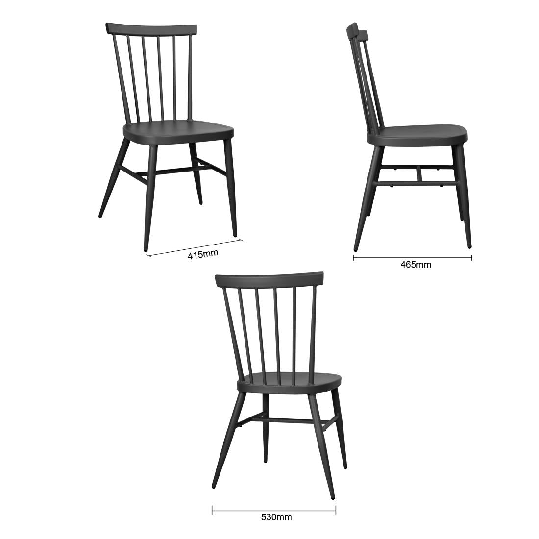 Bolero Windsor Aluminium Chairs Black (Set 4)