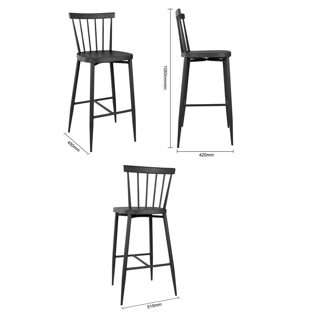 Bolero Windsor Aluminium Stools Black (Set 2)
