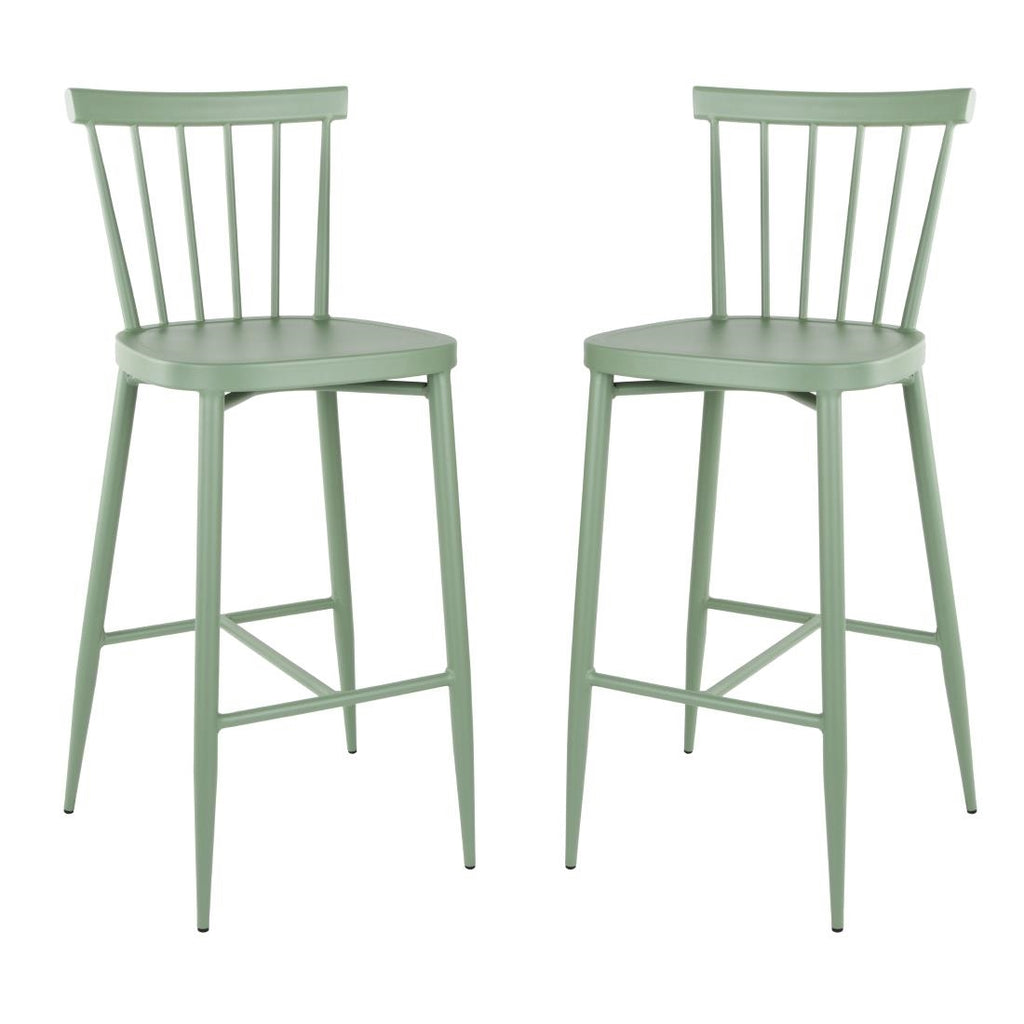 Bolero Windsor Aluminium Stools Green (Set 2)