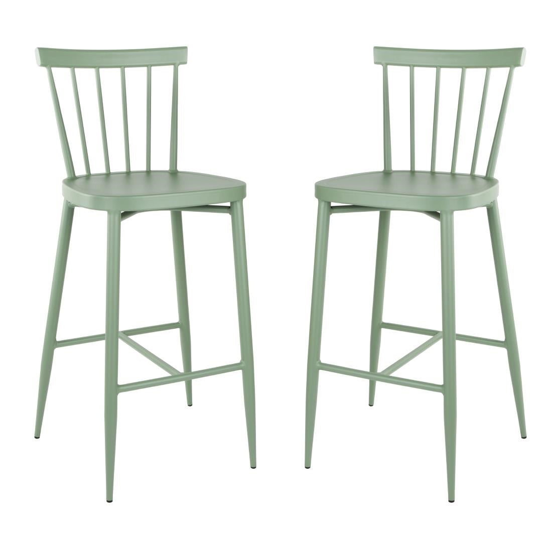 Bolero Windsor Aluminium Stools Green (Set 2)