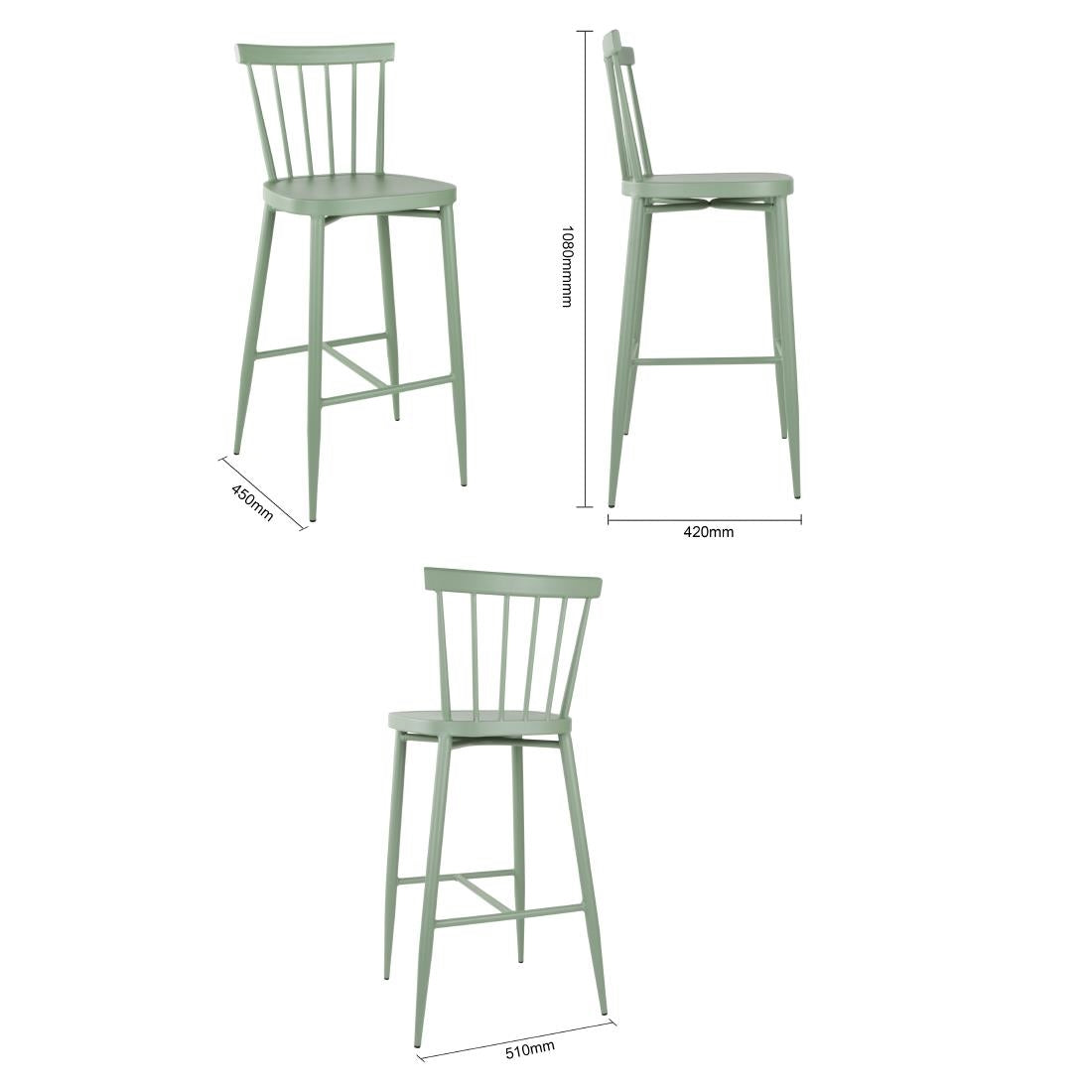 Bolero Windsor Aluminium Stools Green (Set 2)