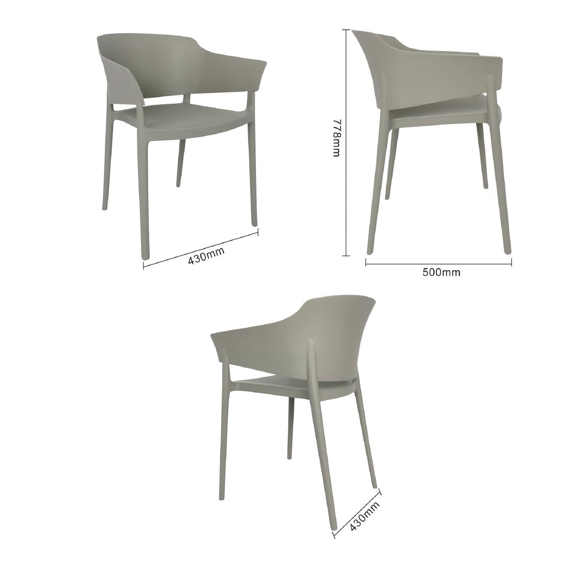 Bolero Lorenzo Cafe Chairs Medium Grey (Pack 2)
