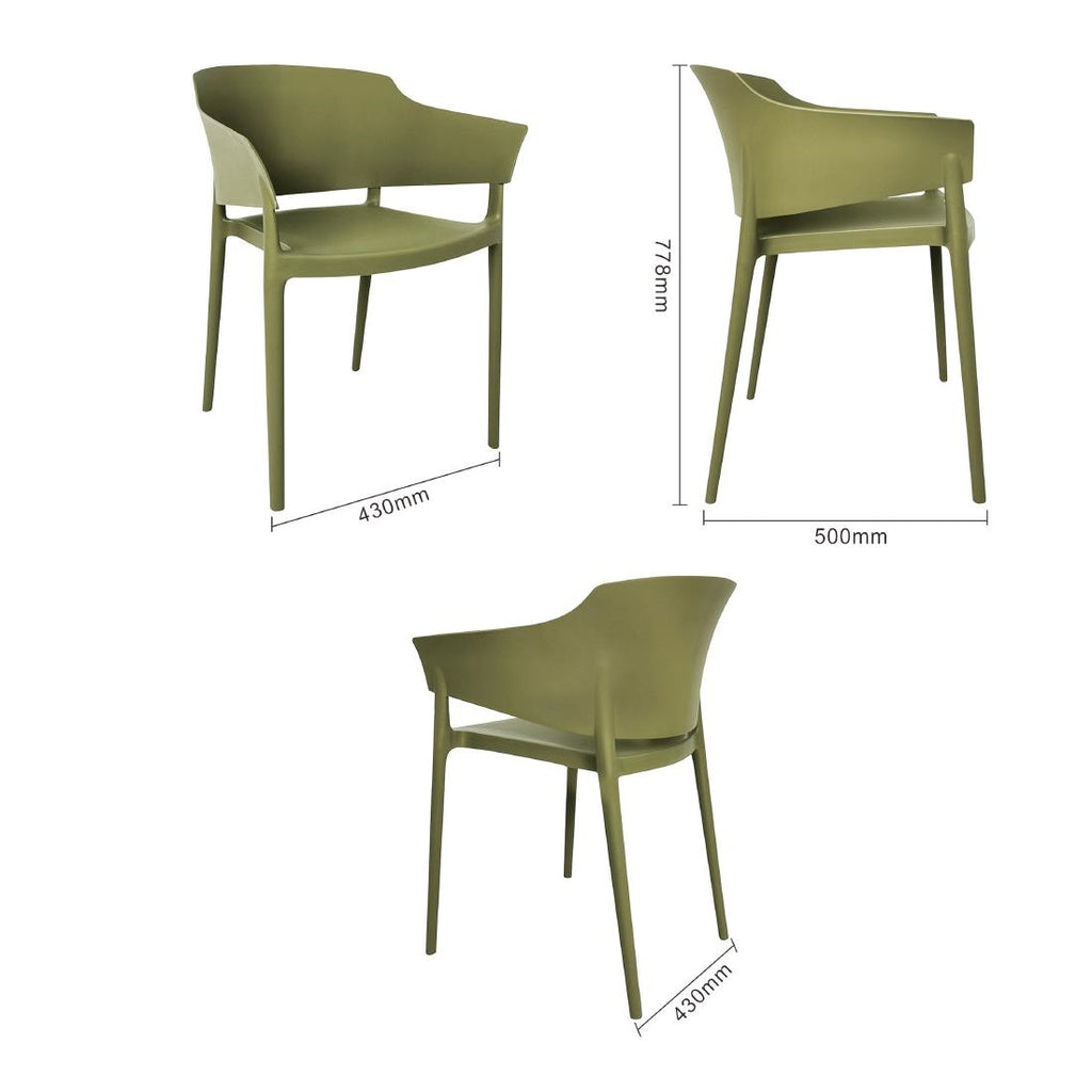 Bolero Lorenzo Cafe Chairs Green Tea (Pack 2)