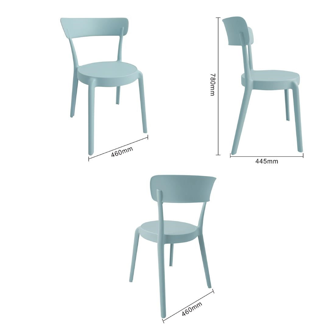 Bolero Mila Café Chairs Icy Blue (Pack 2)