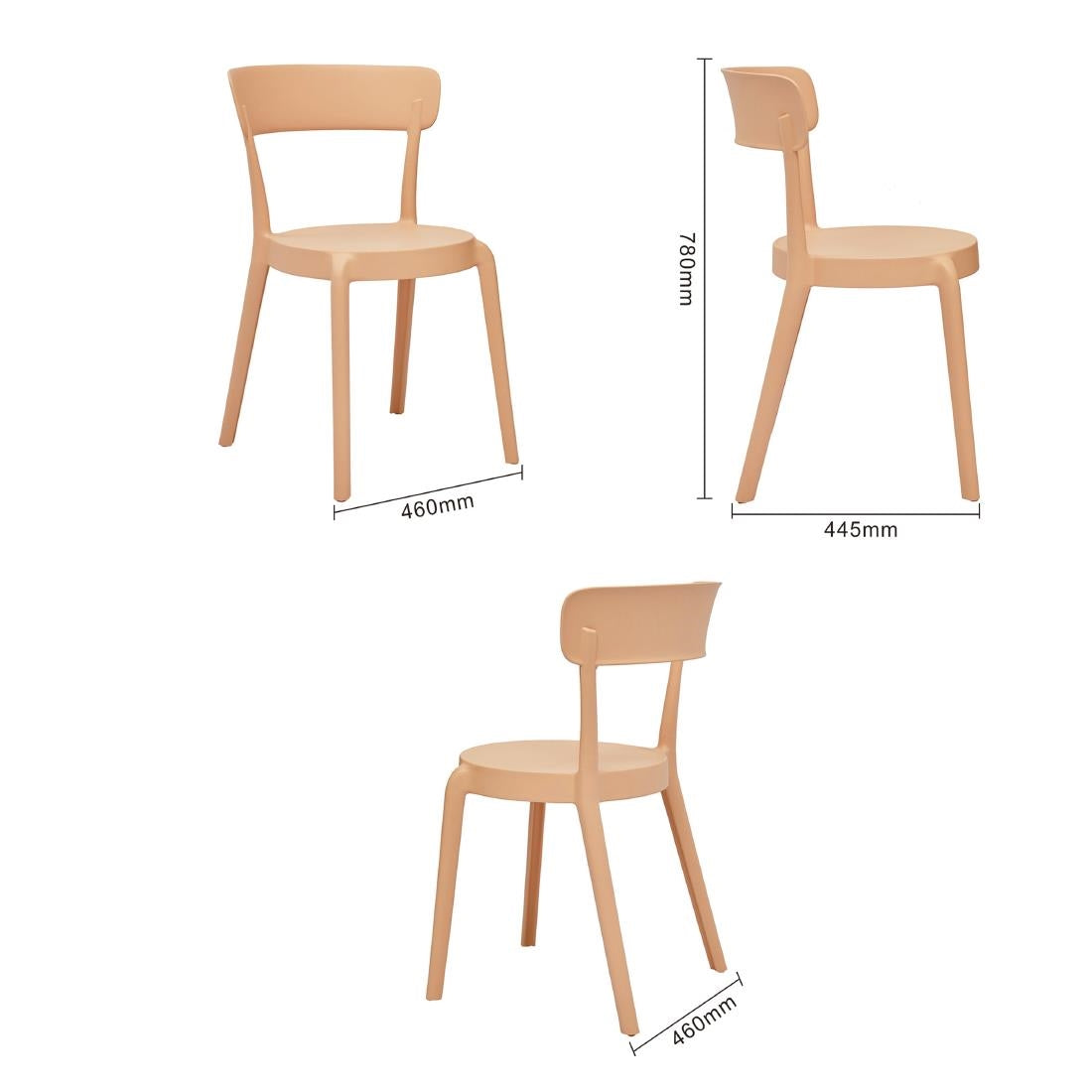Bolero Mila Café Chairs Light Salmon (Pack 2)