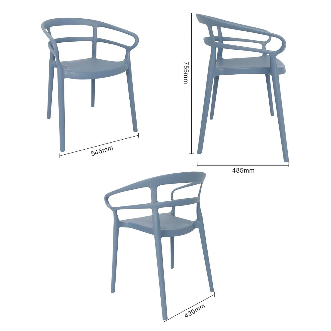 Bolero Mateo Café Chairs Slate (Pack 2)