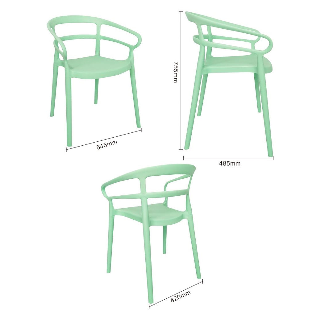 Bolero Mateo Café Chairs Light Green (Pack 2)