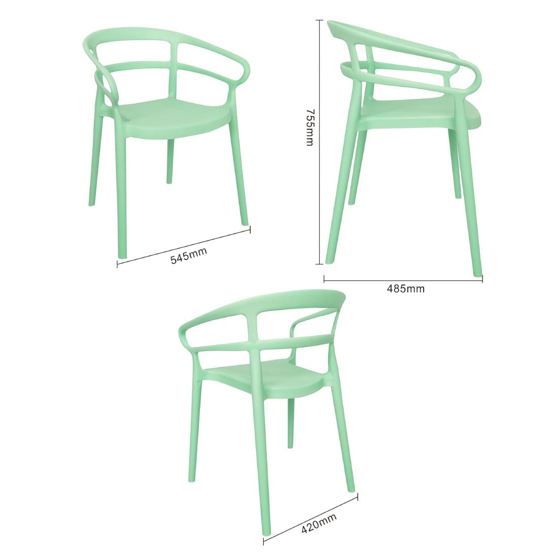 Bolero Mateo Café Chairs Light Green (Pack 2)