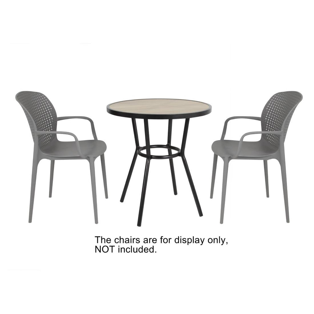 Bolero Marston Round Outdoor Table Black - 700mm