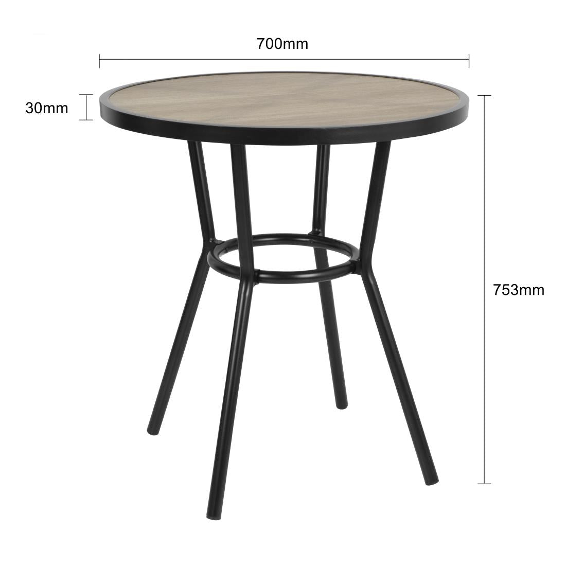 Bolero Marston Round Outdoor Table Black - 700mm