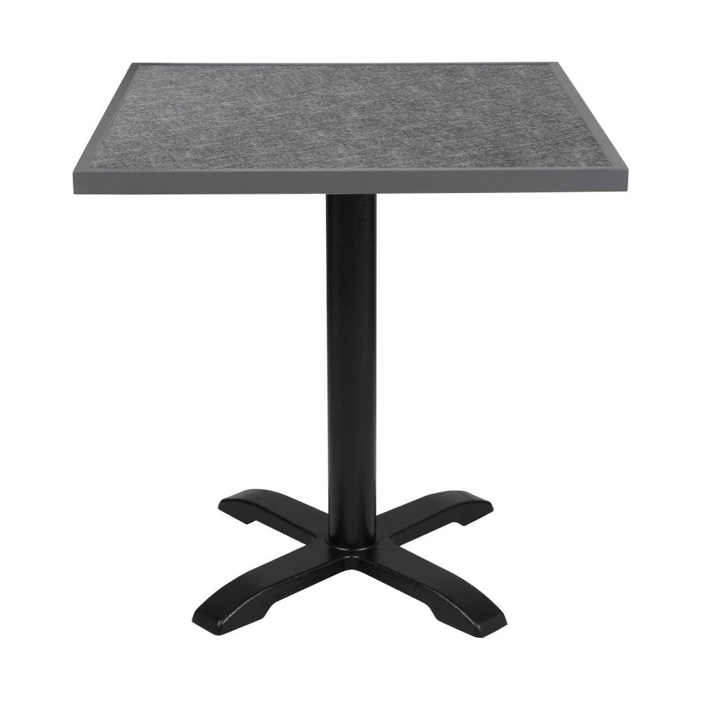 Bolero Black Brushed Mix Outdoor Fibre Glass Table Top Square Grey Trim - 700mm