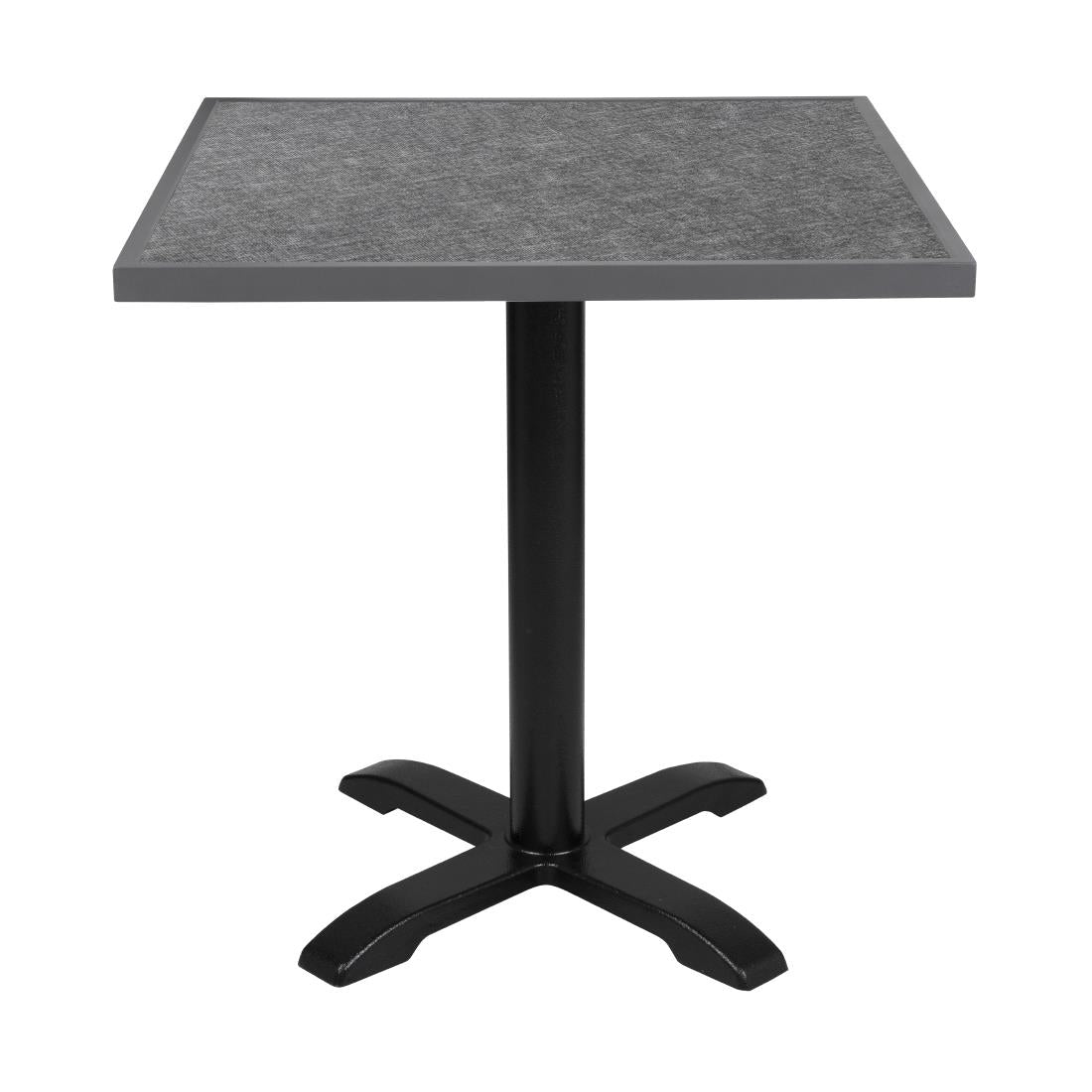 Bolero Black Brushed Mix Outdoor Fibre Glass Table Top Square Grey Trim - 700mm