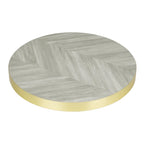 Bolero Pre-Drilled Round Table Top Chevron Design - 600mm