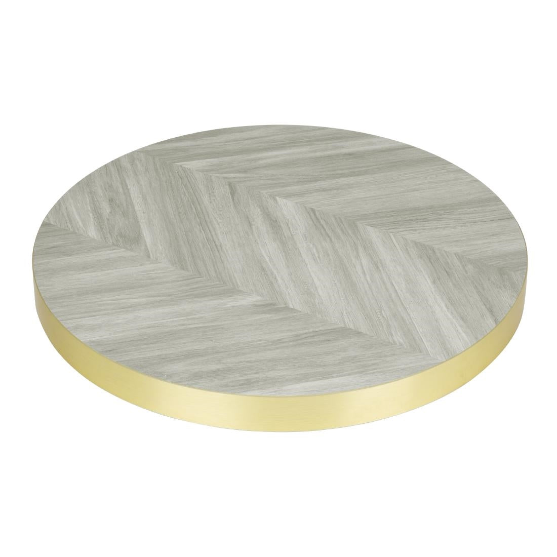 Bolero Pre-Drilled Round Table Top Chevron Design - 600mm