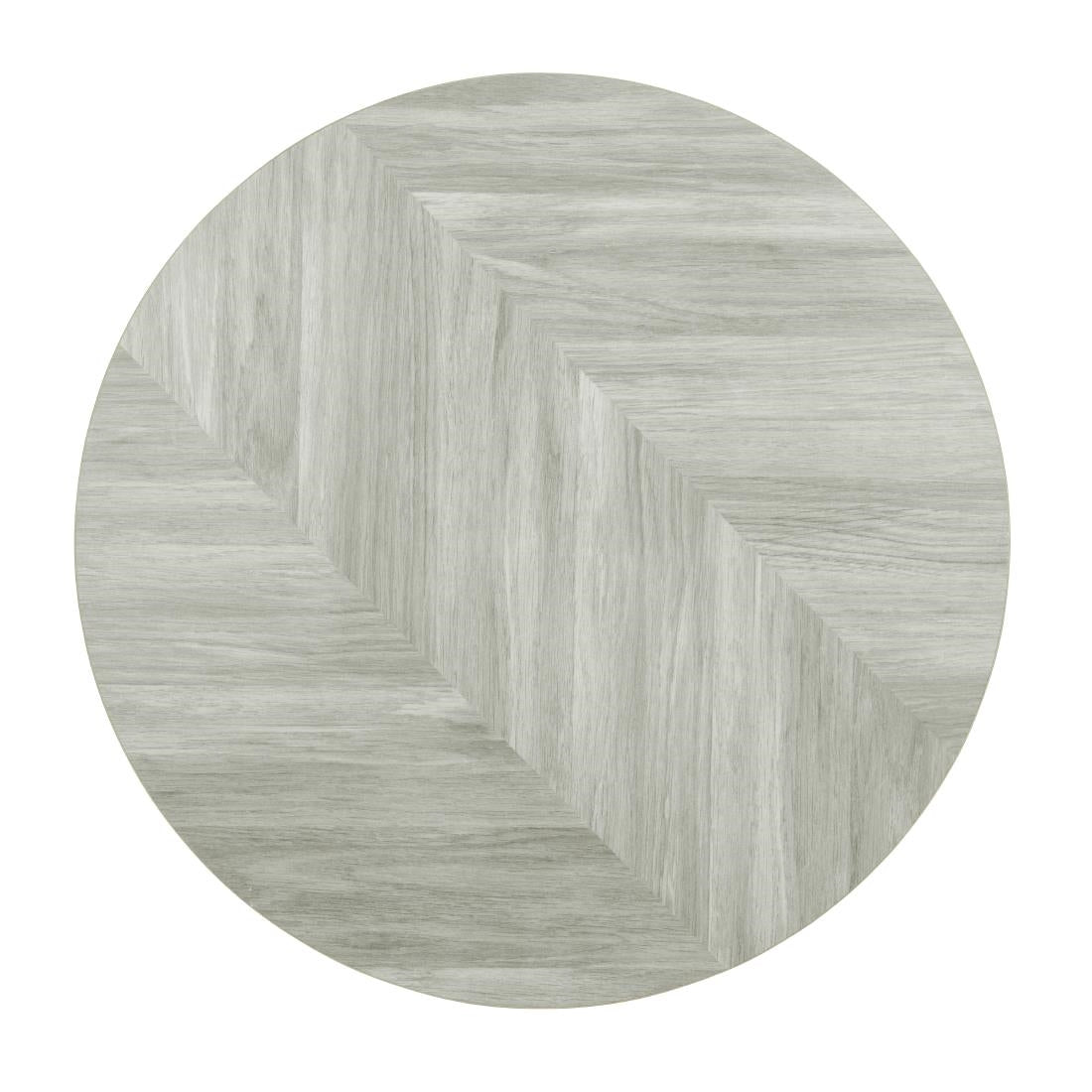 Bolero Pre-Drilled Round Table Top Chevron Design - 600mm