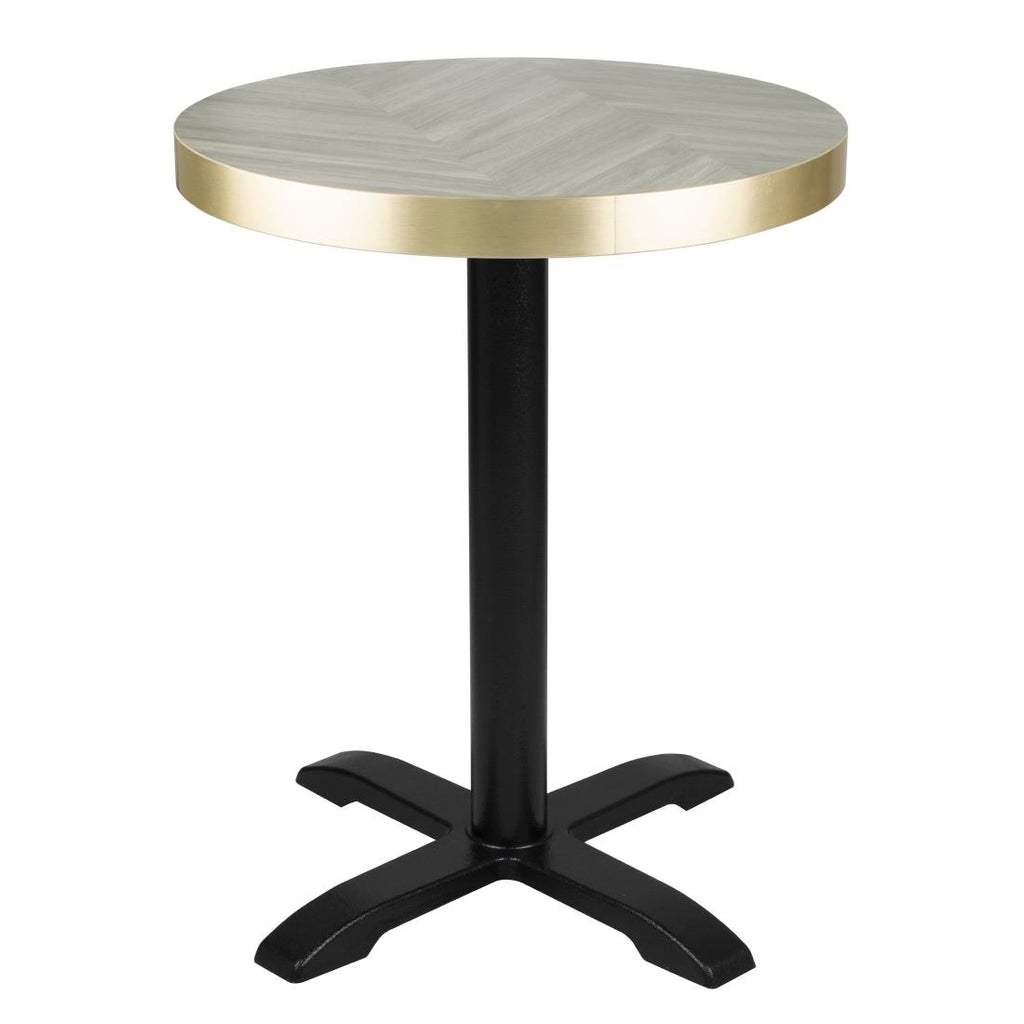 Bolero Pre-Drilled Round Table Top Chevron Design - 600mm