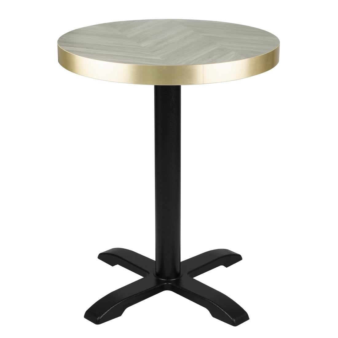 Bolero Pre-Drilled Round Table Top Chevron Design - 600mm