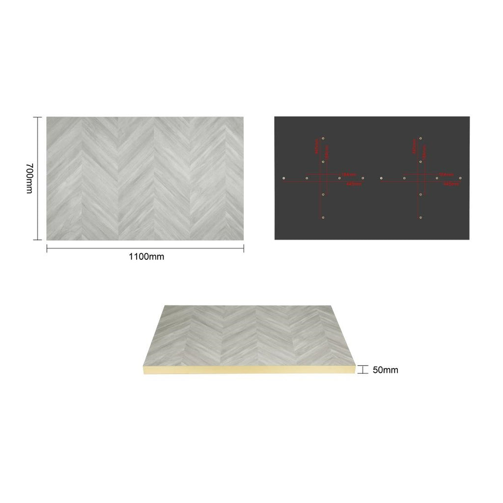 Bolero Rectangular Table Top Chevron Design - 1100x700mm