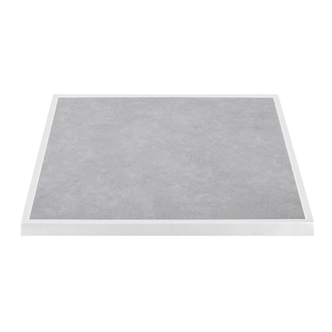 Bolero Light Grey Stone Effect Outdoor Fibre Glass Table Top White Trim - 700mm