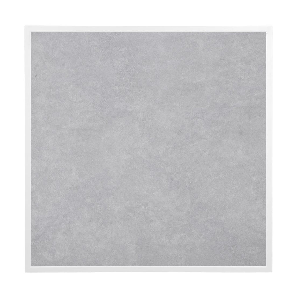 Bolero Light Grey Stone Effect Outdoor Fibre Glass Table Top White Trim - 700mm