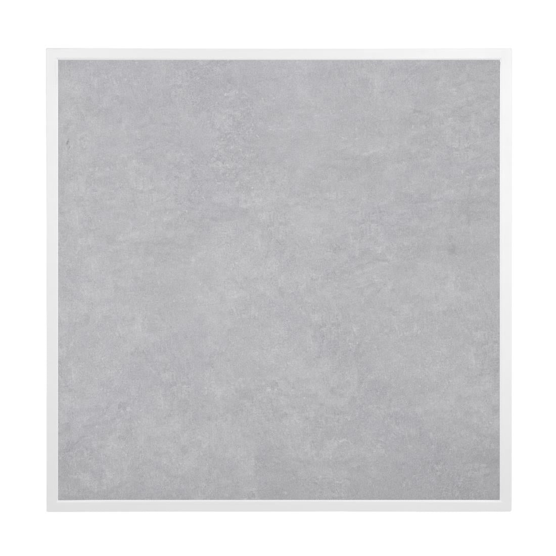 Bolero Light Grey Stone Effect Outdoor Fibre Glass Table Top White Trim - 700mm