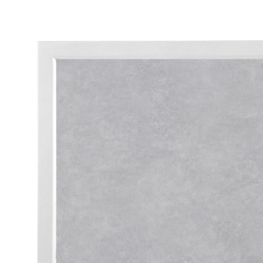 Bolero Light Grey Stone Effect Outdoor Fibre Glass Table Top White Trim - 700mm