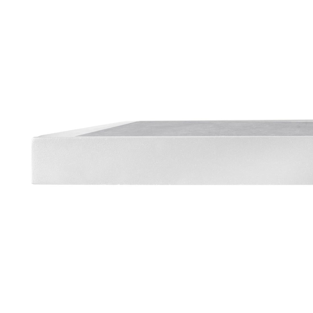 Bolero Light Grey Stone Effect Outdoor Fibre Glass Table Top White Trim - 700mm