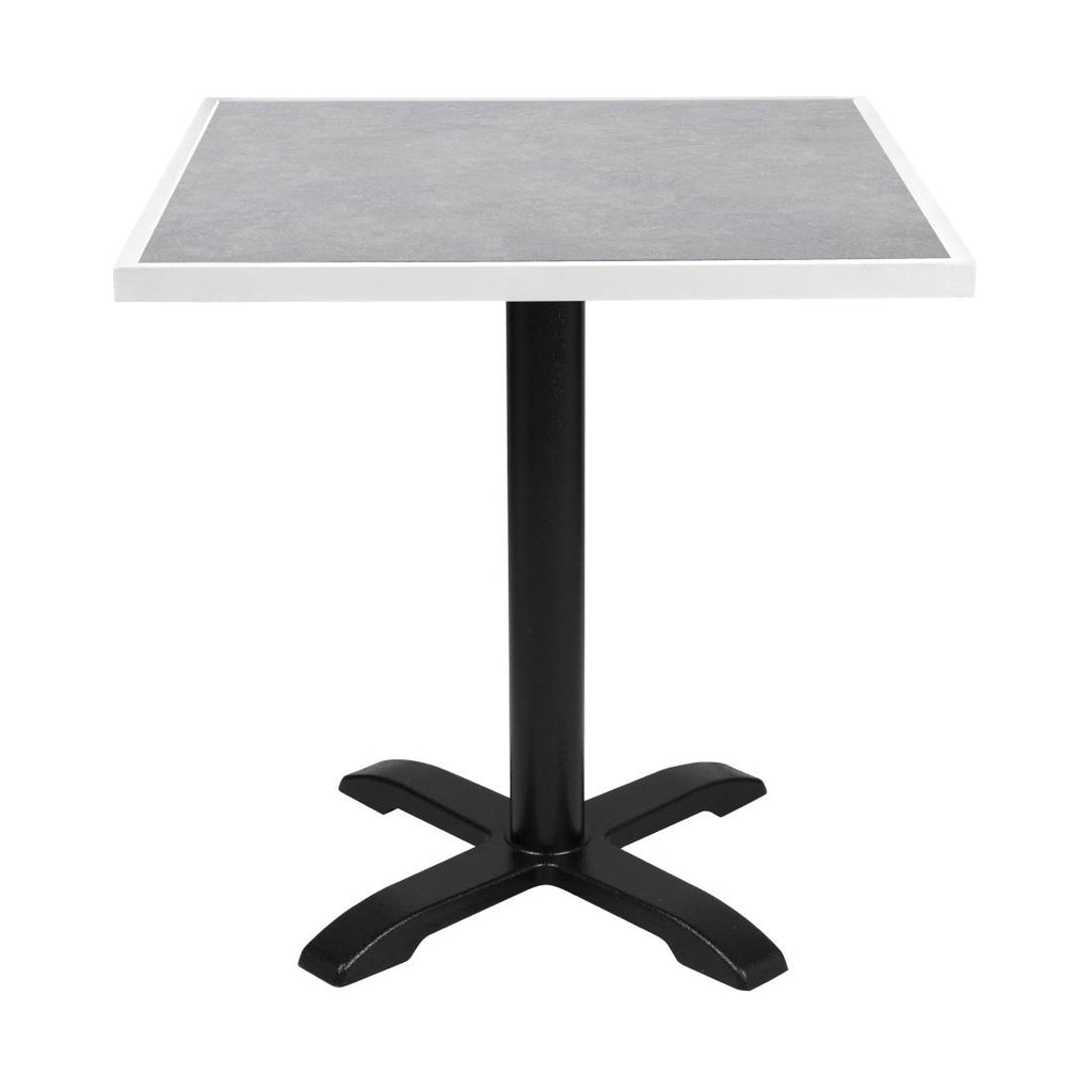 Bolero Light Grey Stone Effect Outdoor Fibre Glass Table Top White Trim - 700mm