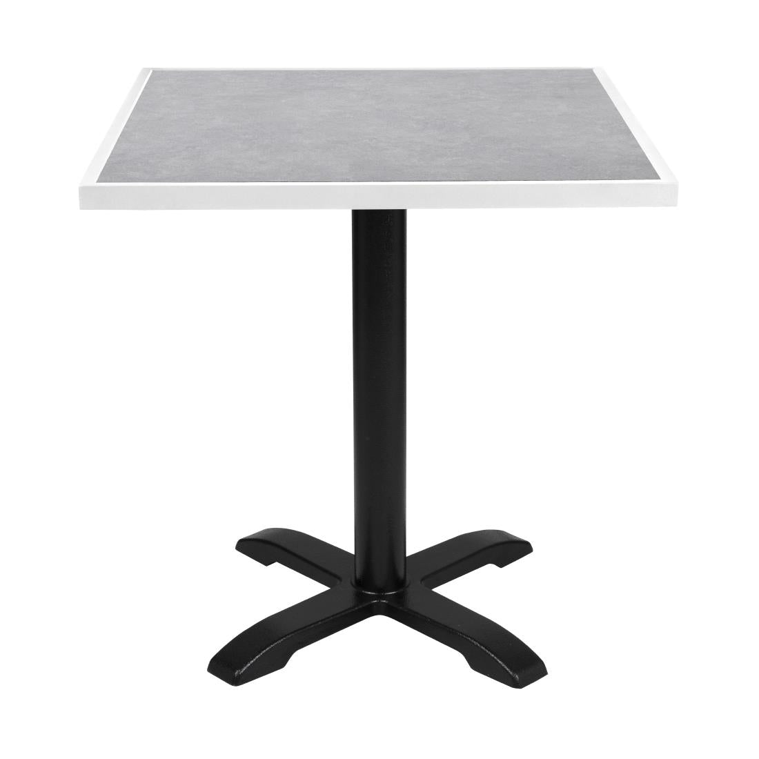 Bolero Light Grey Stone Effect Outdoor Fibre Glass Table Top White Trim - 700mm