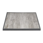Bolero Wood Grain Effect Outdoor Fibre Glass Table Top Grey Trim - 700mm