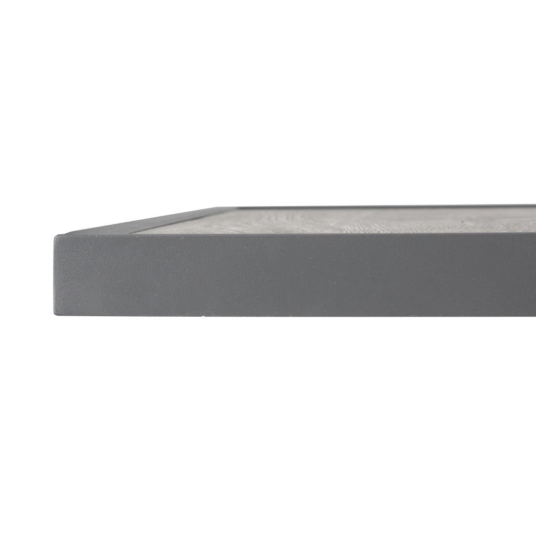 Bolero Wood Grain Effect Outdoor Fibre Glass Table Top Grey Trim - 700mm
