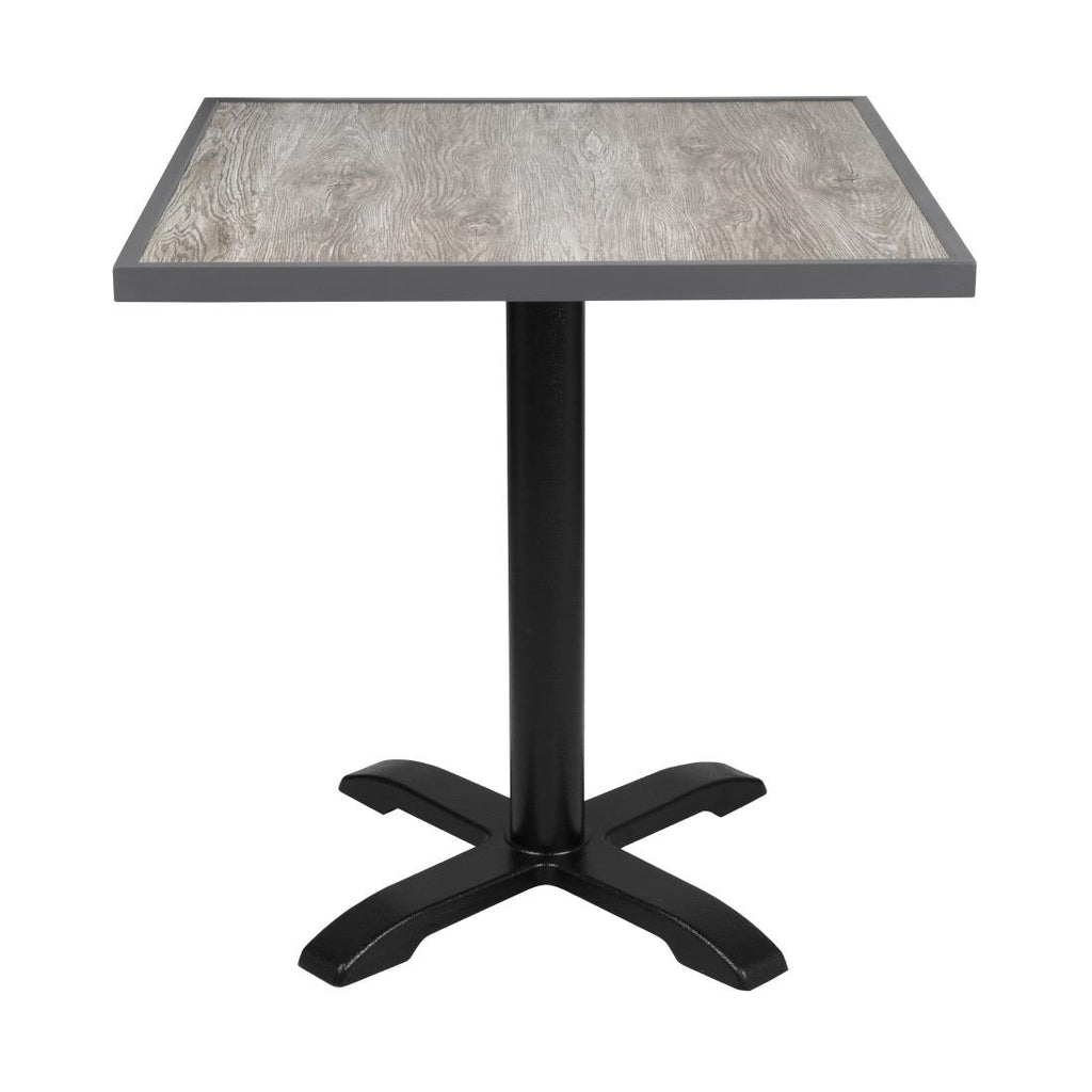 Bolero Wood Grain Effect Outdoor Fibre Glass Table Top Grey Trim - 700mm